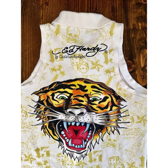 Ed Hardy Tiger Shirt White Christian Audigier Y2K Vintage Embroidered - Picture 4 of 10